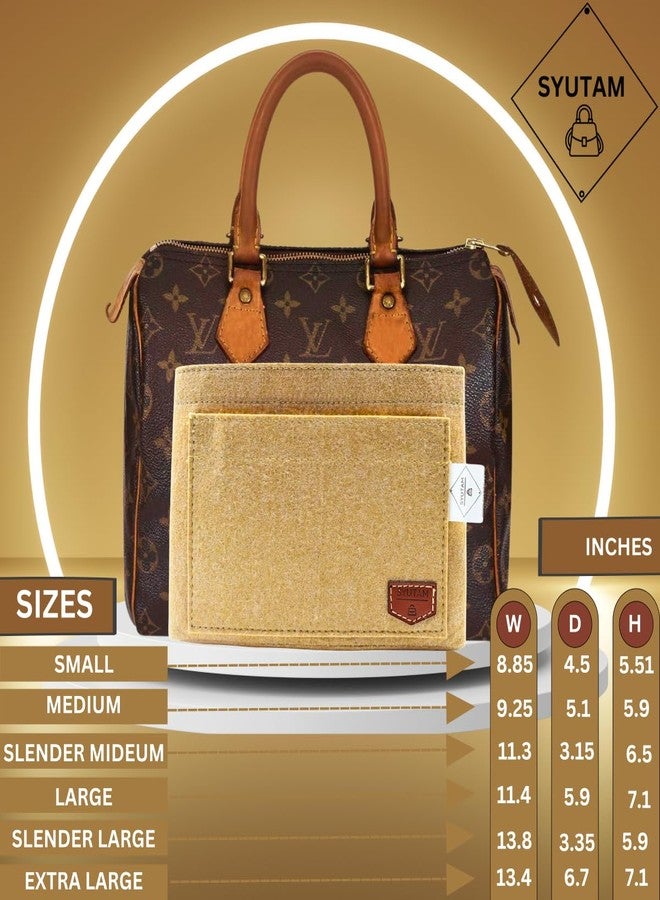 SYUTAM Women Felt Purse Organizer Insert for Ladies Handbag, Tote, Hobo Bag Storage & Purse Divider, Multiple Storage Compartment - Beige(11.4x5.9x7.1) inch (Large) - Image 4